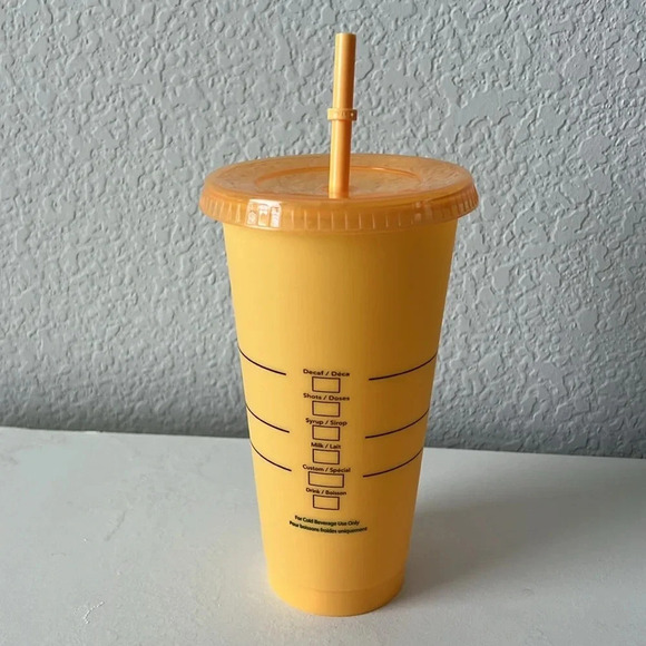 3/$24 Starbucks Reusable Color Changing Cold Cup - Yellow/orange - Picture 4 of 7